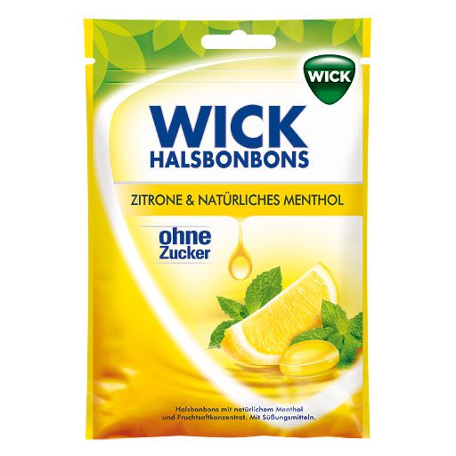 WICK Zitrone & natürliches Menthol Bonb. o. Zucker 72 g