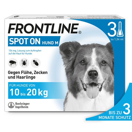 FRONTLINE SPOT-ON gegen Zecken, Flöhe und Haarlinge für Hunde M (10-20 kg)<sup> 6</sup>  3 St