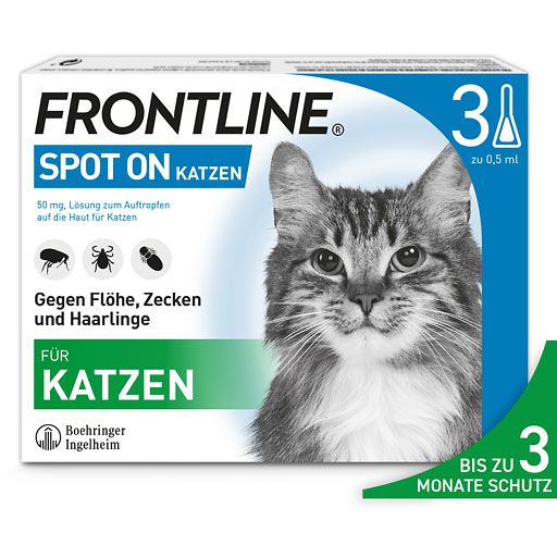 FRONTLINE SPOT-ON gegen Zecken, Flöhe und Haarlinge für Katzen<sup> 6</sup>  3 St