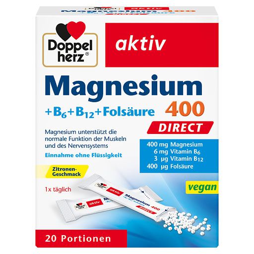 DOPPELHERZ Magnesium+B Vitamine DIRECT Pellets 20 St  