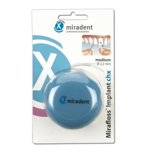 MIRADENT Zahnseide Mirafloss Implant CHX medium 50x15 cm