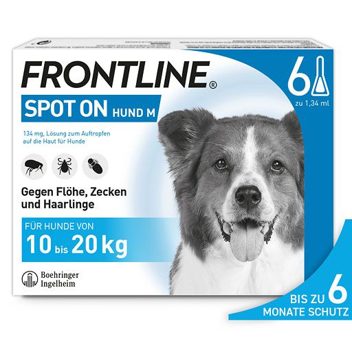 FRONTLINE SPOT-ON gegen Zecken, Flöhe und Haarlinge für Hunde M (10-20 kg)<sup> 6</sup>  6 St