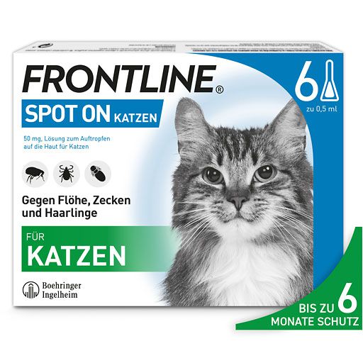 FRONTLINE SPOT-ON gegen Zecken, Flöhe und Haarlinge für Katzen<sup> 6</sup>  6 St