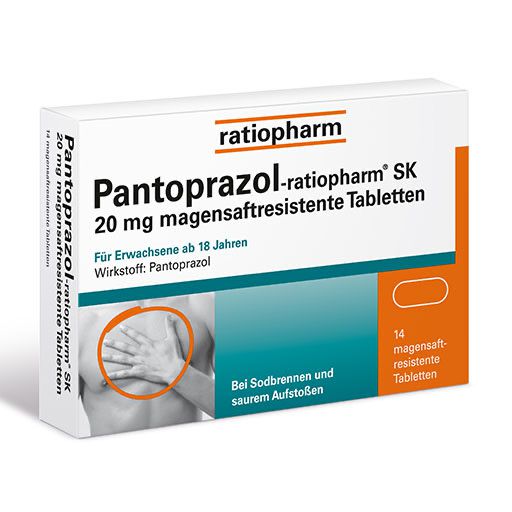 Pantoprazol-ratiopharm® SK 20 mg magensaftresistente Tabletten bei Sodbrennen* 14 St
