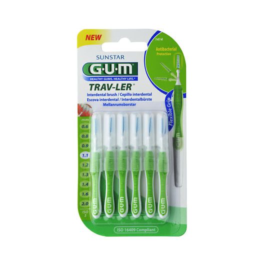 GUM TRAV-LER 1,1mm Tanne grün Interdental+6Kappen 6 St