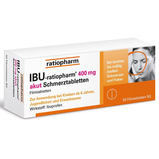 IBU-RATIOPHARM 400 mg akut Schmerztbl. Filmtabl.* 50 St