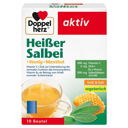 DOPPELHERZ heißer Salbei+Honig+Menthol Granulat 10 St  