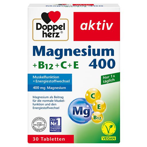 DOPPELHERZ Magnesium 400+B12+C+E Tabletten 30 St  