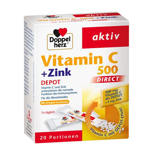 DOPPELHERZ Vitamin C 500+Zink Depot DIRECT Pellets 20 St  