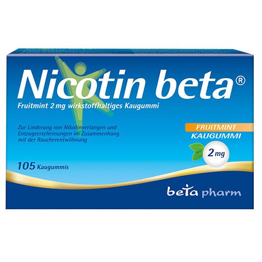 NICOTIN beta Fruitmint 2 mg wirkstoffhalt. Kaugummi* 105 St