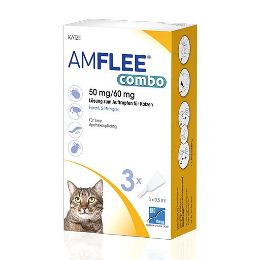 AMFLEE combo geg. Zecken, Flöhe (+Eier+Larven) für Katzen