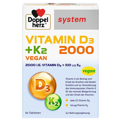 DOPPELHERZ Vitamin D3 2000+K2 system Tabletten 60 St  