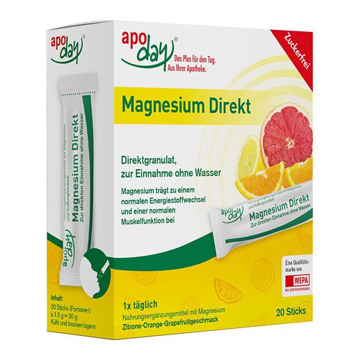 APODAY Magnesium Direkt Sticks 20x1,5 g