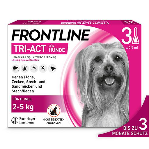 FRONTLINE TRI-ACT gegen Zecken, Flöhe und fliegende Insekten für Hunde XS (2-5 kg)<sup> 6</sup>  3 St