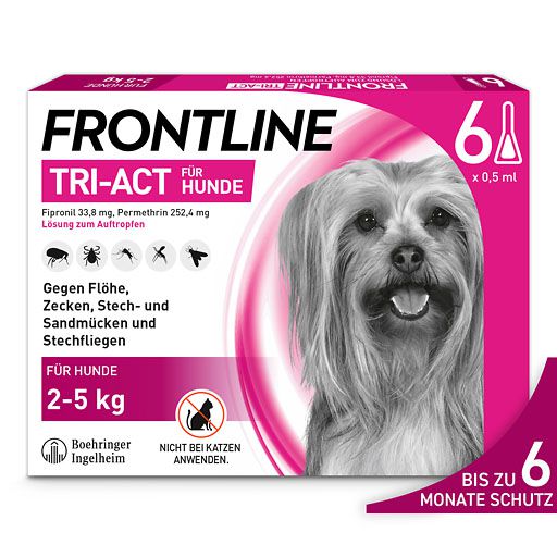 FRONTLINE TRI-ACT gegen Zecken, Flöhe und fliegende Insekten für Hunde XS (2-5 kg)<sup> 6</sup>  6 St