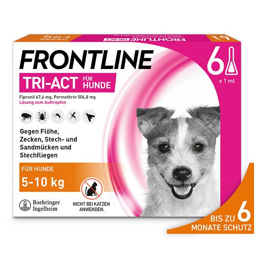 FRONTLINE TRI-ACT gegen Zecken, Flöhe und fliegende Insekten für Hunde S (5-10 kg)<sup> 6</sup>  6 St