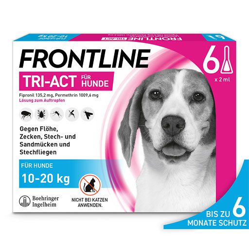 FRONTLINE TRI-ACT gegen Zecken, Flöhe und fliegende Insekten für Hunde M (10-20 kg)<sup> 6</sup>  6 St