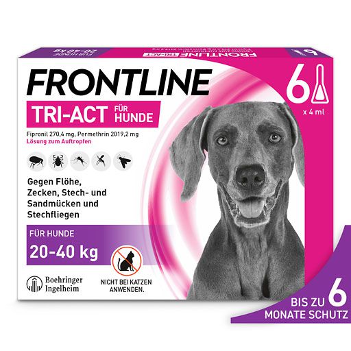FRONTLINE TRI-ACT gegen Zecken, Flöhe und fliegende Insekten für Hunde L (20-40 kg)<sup> 6</sup>  6 St