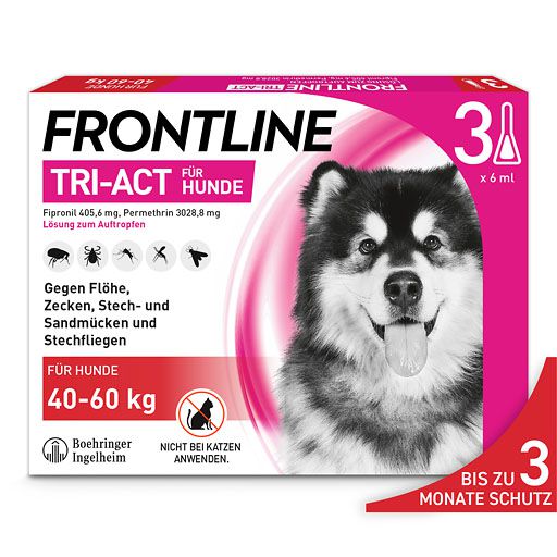 FRONTLINE TRI-ACT gegen Zecken, Flöhe und fliegende Insekten für Hunde XL (40-60 kg)<sup> 6</sup>  3 St