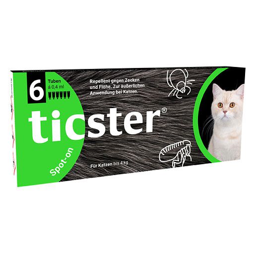 TICSTER Spot-on gegen Zecken & Flöhe Lsg. z. Auftropf. f. Katzen bis 4 kg 6x0,4 ml