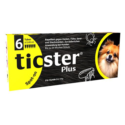 TICSTER Plus Spot-on gegen Zecken, Flöhe, Mücken & Stechmücken Lsg. z. Auftropf. f. Hund bis 4kg 6x0,48 ml