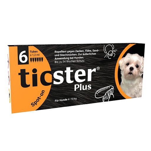 TICSTER Plus Spot-on gegen Zecken, Flöhe, Mücken & Stechmücken Lsg. z. Auftropf. f. Hund 4-10kg 6x1,2 ml