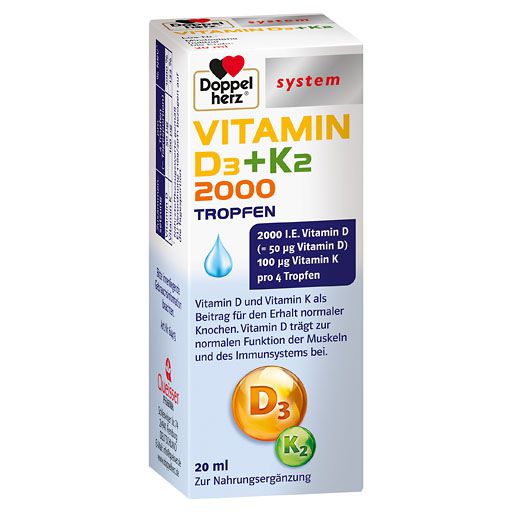 DOPPELHERZ Vitamin D3 2000+K2 Tropfen 20 ml