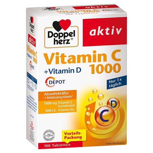 DOPPELHERZ Vitamin C 1000+Vitamin D Depot Tabl. 100 St  