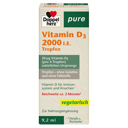 DOPPELHERZ Vitamin D3 2000 I. E. pure Tropfen 9,2 ml