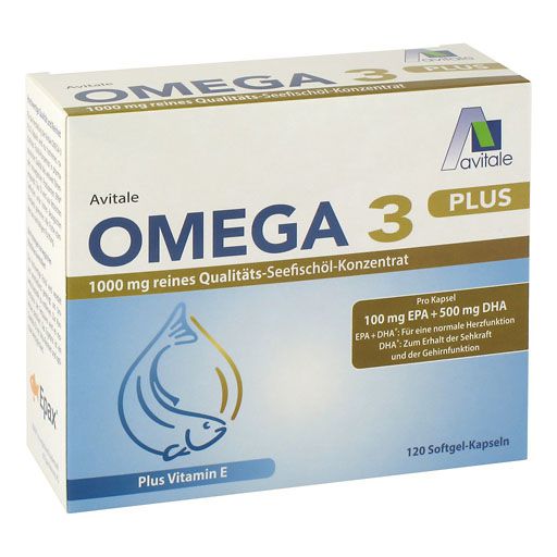OMEGA-3 plus 1.000 mg DHA 500 mg/EPA 100 mg+Vit. E 120 St  