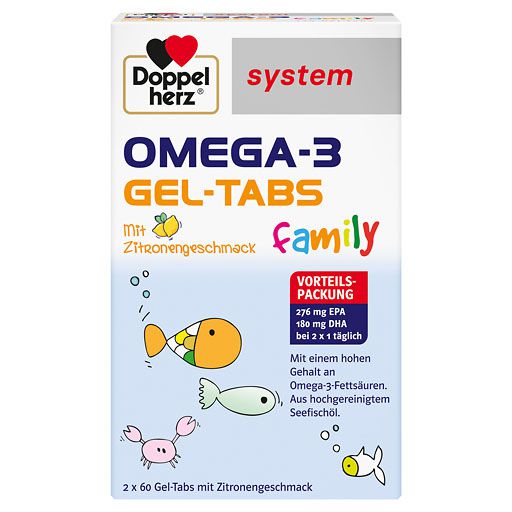 DOPPELHERZ Omega-3 Gel-Tabs family system 120 St  