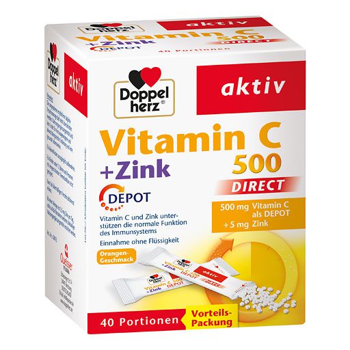 DOPPELHERZ Vitamin C 500+Zink Depot DIRECT Pellets 40 St  
