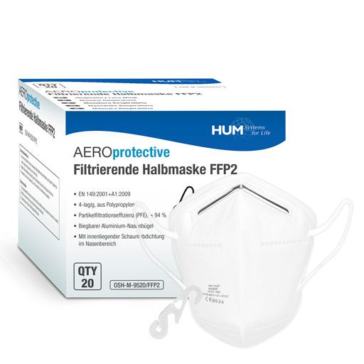 FFP2 - AEROprotective Atemschutzmaske CE-zertifiziert, Premium 20 St