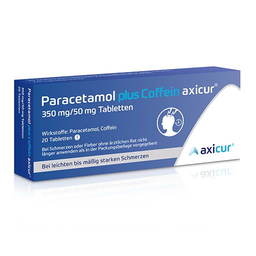 PARACETAMOL plus Coffein axicur 350 mg/50 mg Tabl.* 20 St
