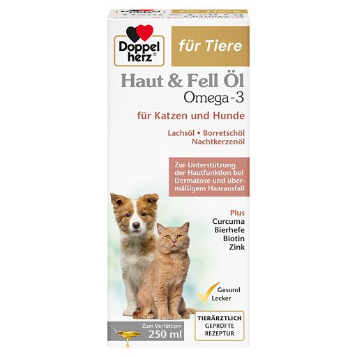 DOPPELHERZ für Tiere Haut&Fell Öl f. Hunde/Katzen 250 ml