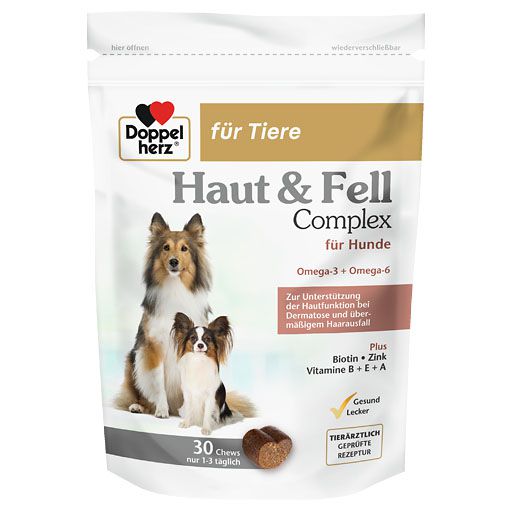 DOPPELHERZ für Tiere Haut&Fell Compl. Chews f. Hunde 30 St