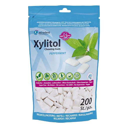 MIRADENT Xylitol Chewing Gum Minze Refill 200 St  