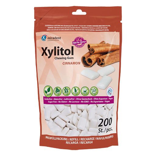 MIRADENT Xylitol Chewing Gum Zimt Refill 200 St  