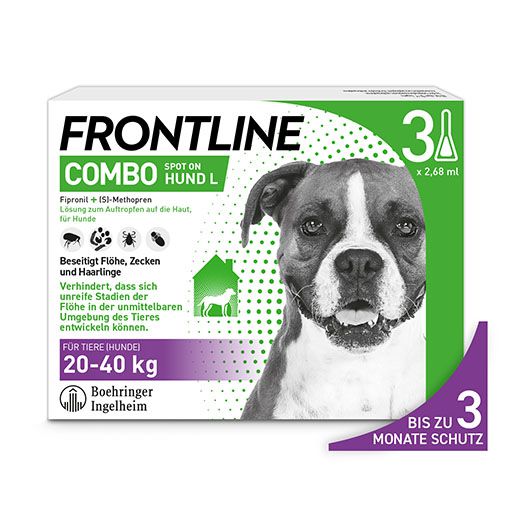 FRONTLINE COMBO® gegen Zecken, Flöhe (Flöhe, Eier, Larven, Puppen) bei Hunden L (20-40Kg)