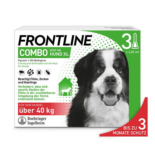 FRONTLINE COMBO® gegen Zecken, Flöhe (Flöhe, Eier, Larven, Puppen) bei Hunden XL (40-60Kg)<sup> 6</sup>  3 St