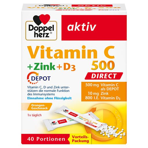 DOPPELHERZ Vitamin C 500+Zink+D3 Depot DIRECT Pel. 40 St  