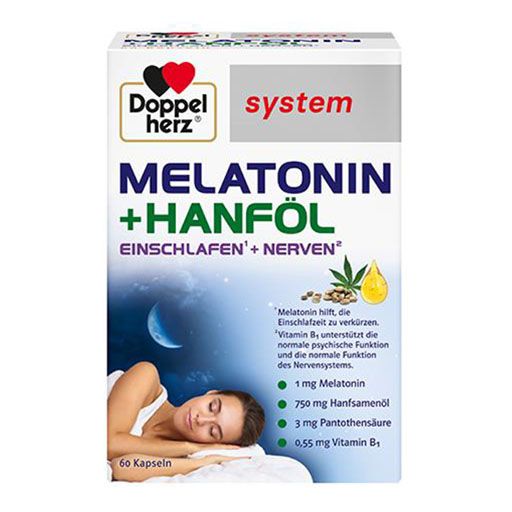 DOPPELHERZ Melatonin+Hanföl system Kapseln 60 St  