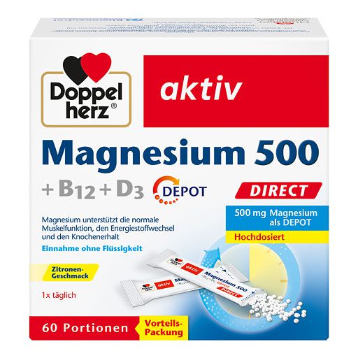 DOPPELHERZ Magnesium 500+B12+D3 Depot DIRECT Pell. 60 St  