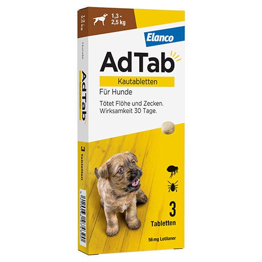 AdTab 56 mg Kautabletten für Hunde 1,3-2,5 kg<sup> 6</sup>  3 St