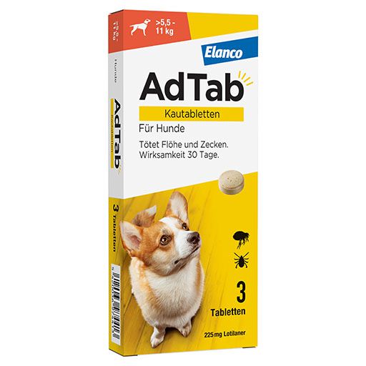 AdTab 225 mg Kautabletten für Hunde >5,5-11 kg<sup> 6</sup>  3 St
