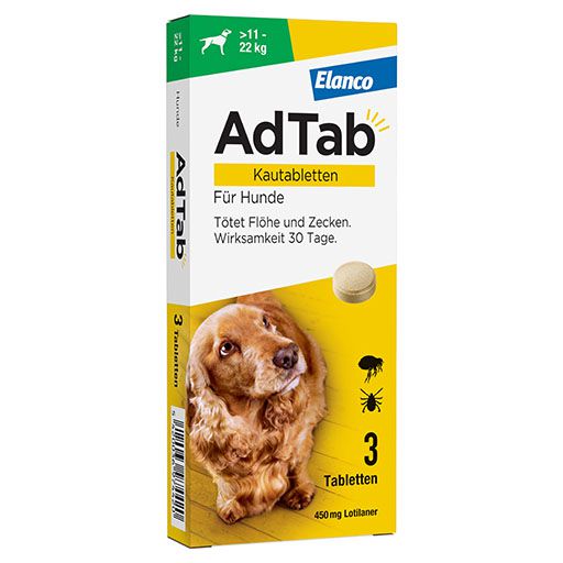 AdTab 450 mg Kautabletten für Hunde >11-22 kg<sup> 6</sup>  3 St