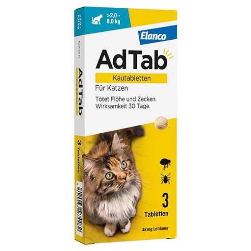 AdTab 48 mg Kautabletten für Katzen >2-8 kg<sup> 6</sup>  3 St